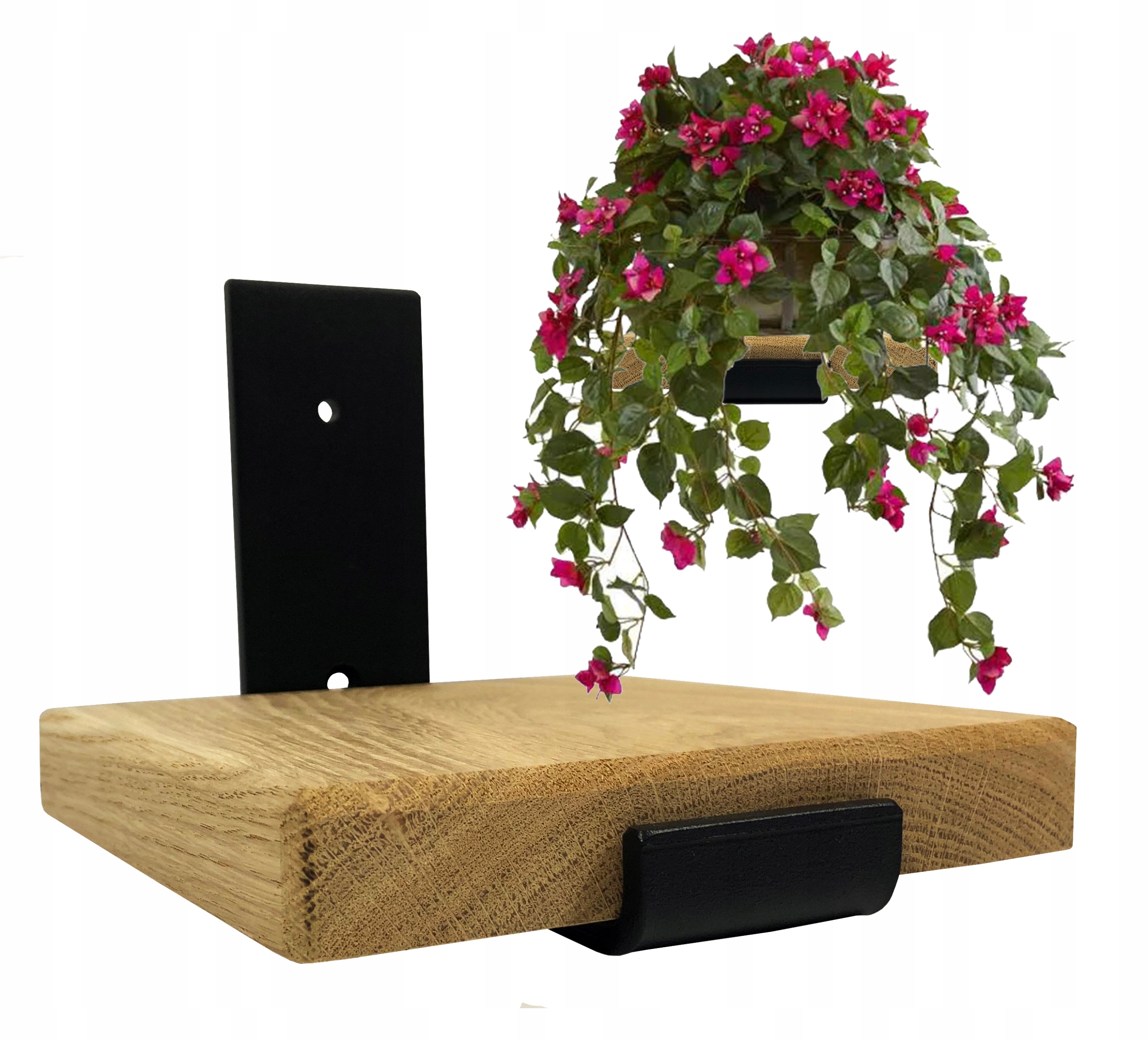 

Kwietnik Ścienny Półka Drewno Metal Loft Czarny