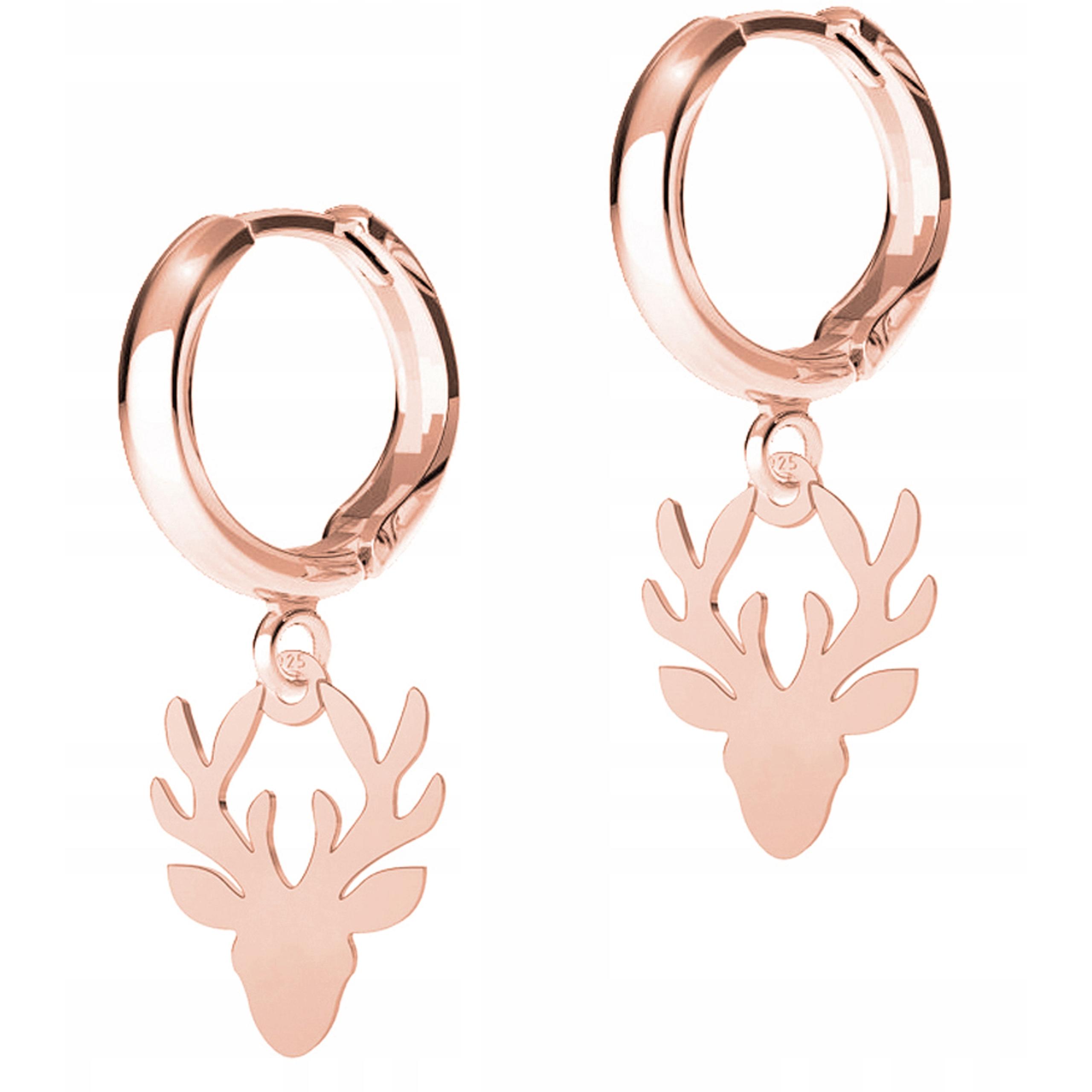 Náušnice Pozlacené Jeleni Rohy Plechy Jelení parohy Jelen Stříbro 925