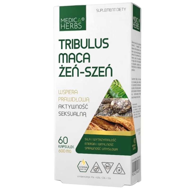 Medica Herbs Tribulus Maca Żeń-Szeń Libido Testosteron Seks 60 kapsułekd
