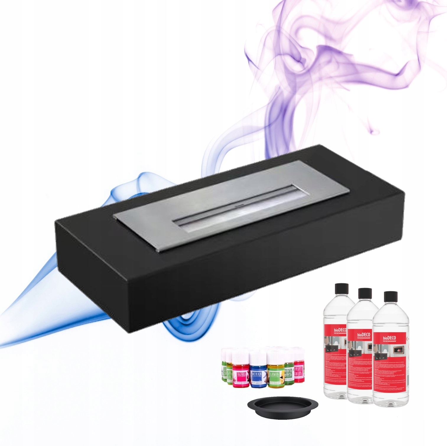 Malý volně stojící biokrb do obývacího pokoje India černý Set biopalivo oleje