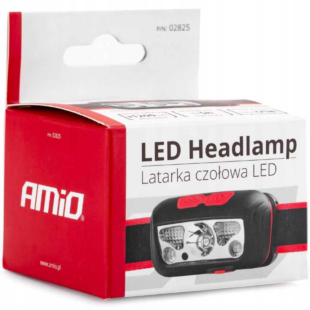 LATARKA CZOŁOWA LAMPA LED akumulator turystyczna Marka Amio