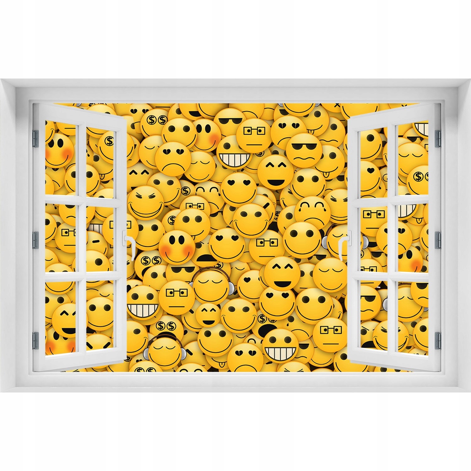 

3D Okno Naklejka na ścianę Samoprzylepna Emotikony