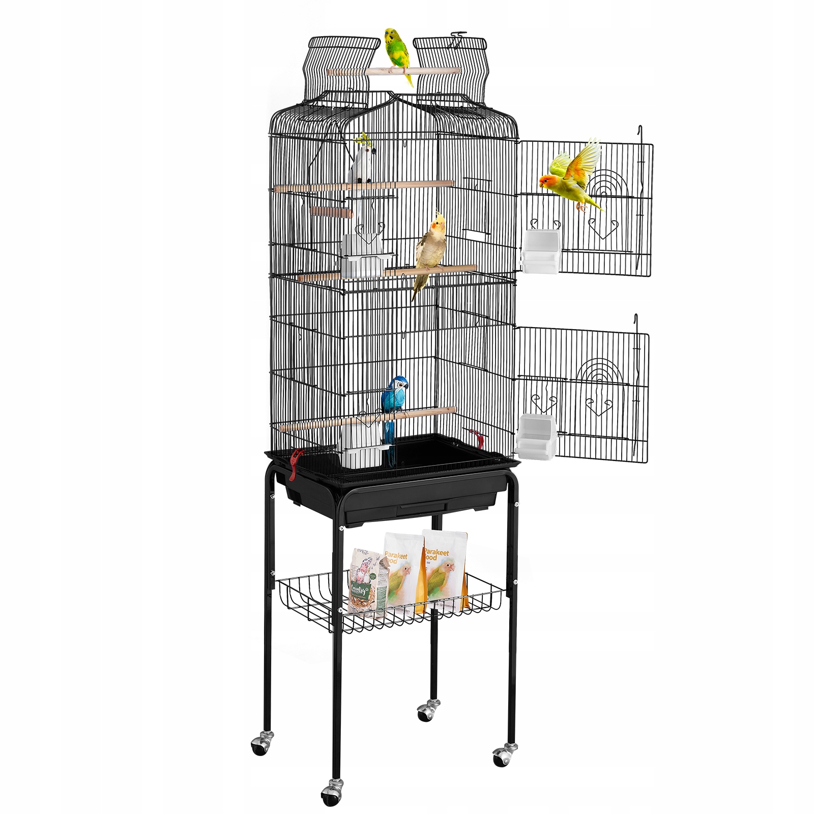 Vevor Klec pro ptáky ocelová 45,7 x 35,5 x 151 cm s podstavcem na kolečkách
