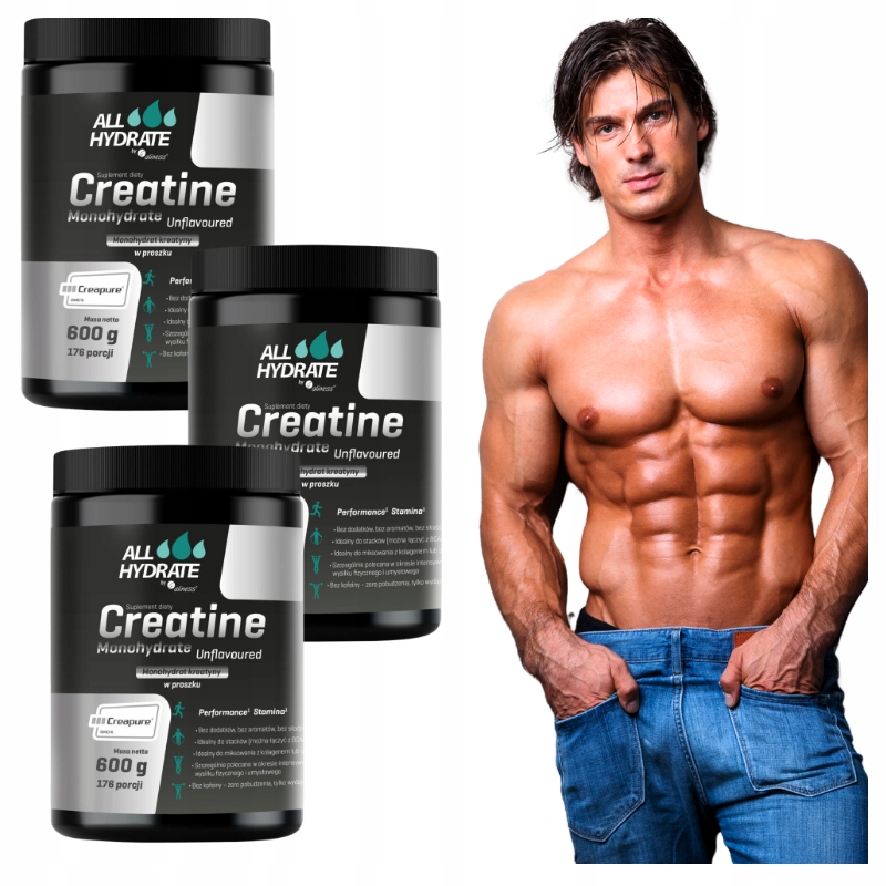 3x Aliness Allhydrate Kreatin Monohydrat Creapure v prášku 600 g