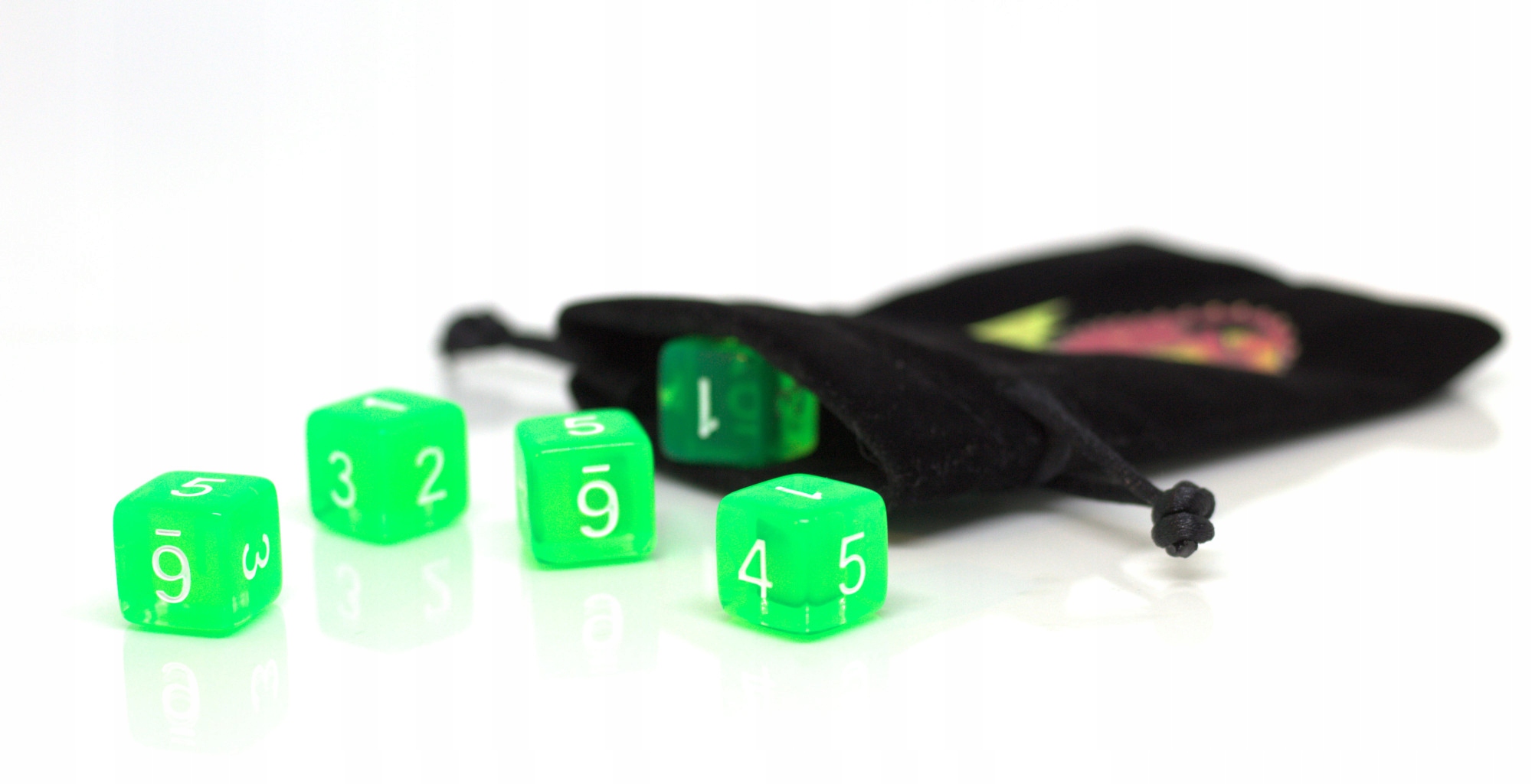 ZESTAW 2 KOSTEK K6 RPG KOŚĆ RADIOAKTYWNA 1,6 CM Liczba ścian 6