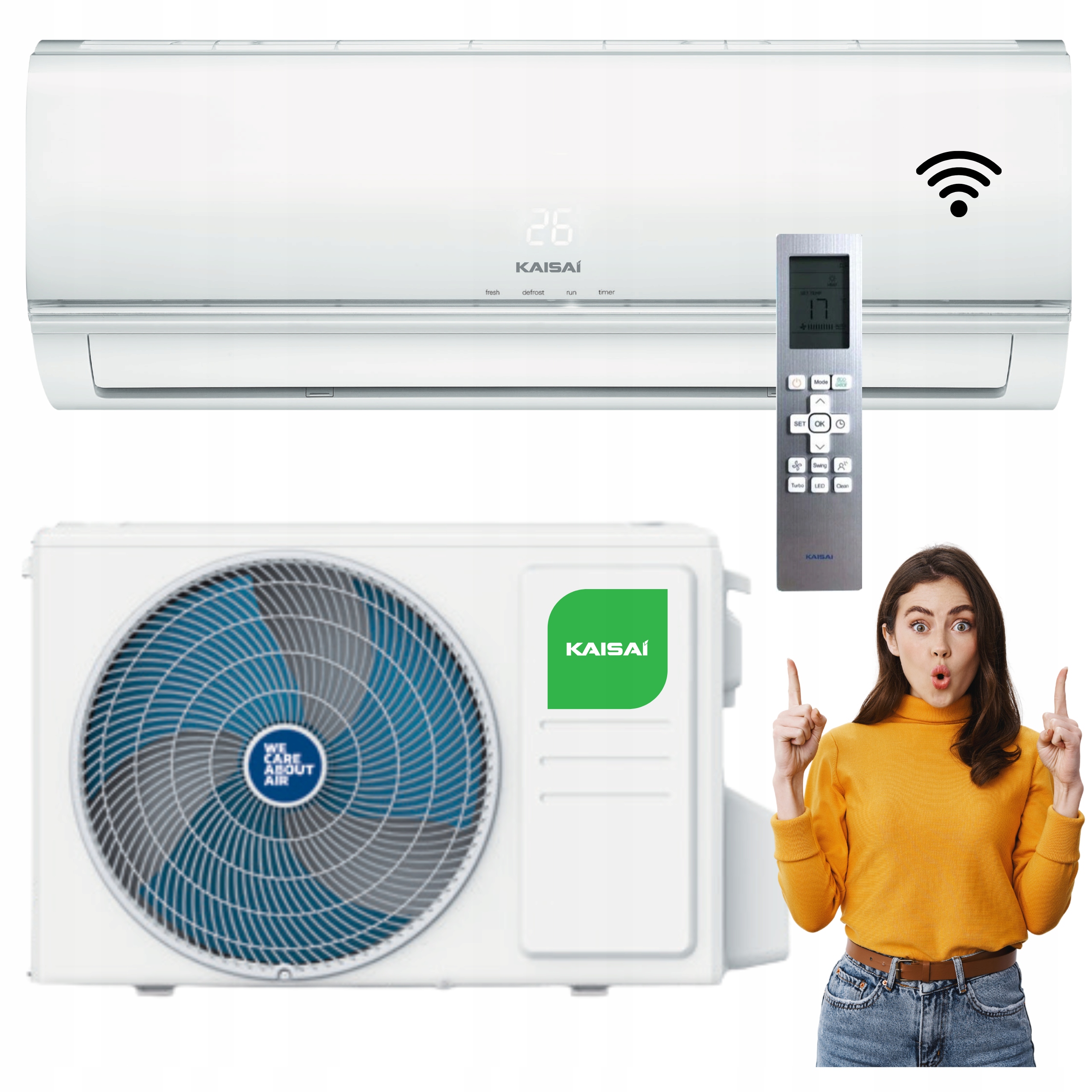 Nástěnná klimatizace Kaisai Eco 5,3 kW 50 m2 Wifi Výkonná 2025 Topná Tyč