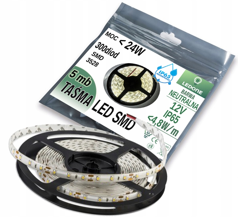 

Taśma Listwa 300 Led SMD3528 5m Biała Dzienna IP65