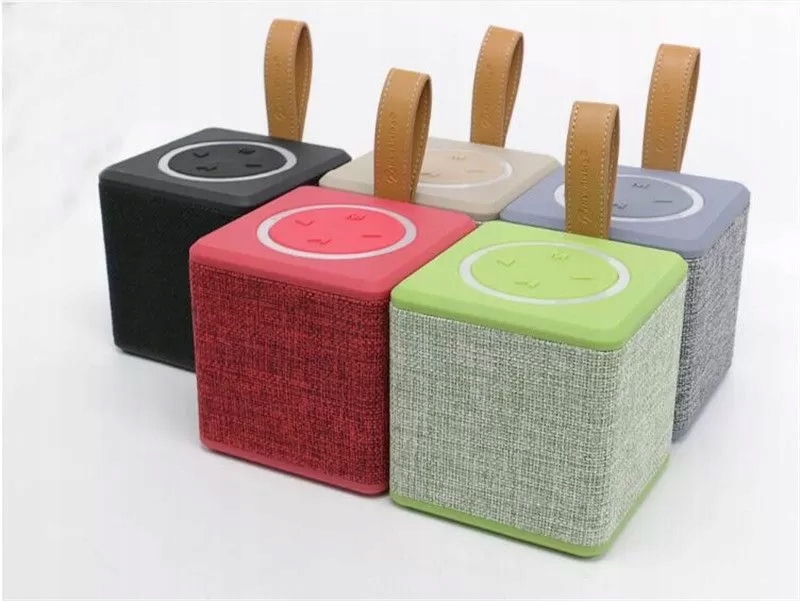 Mini głośnik Bluetooth Design Retro szara kostka płócienna