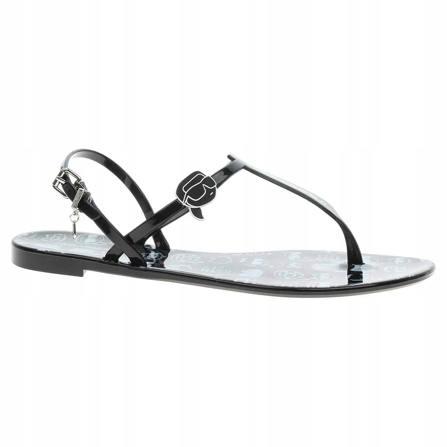 Karl Lagerfeld dámské plážové KL80002G V01 black rubber w-white 38