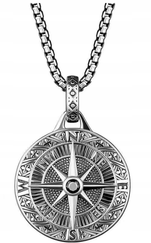 Męski Naszyjnik Kompas Krzyż Punk Retro Vintage