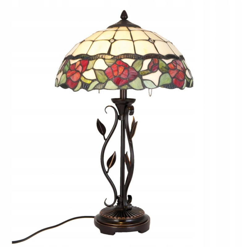 Stolová lampa Tiffany s ružami Ruusut 35x61 cm