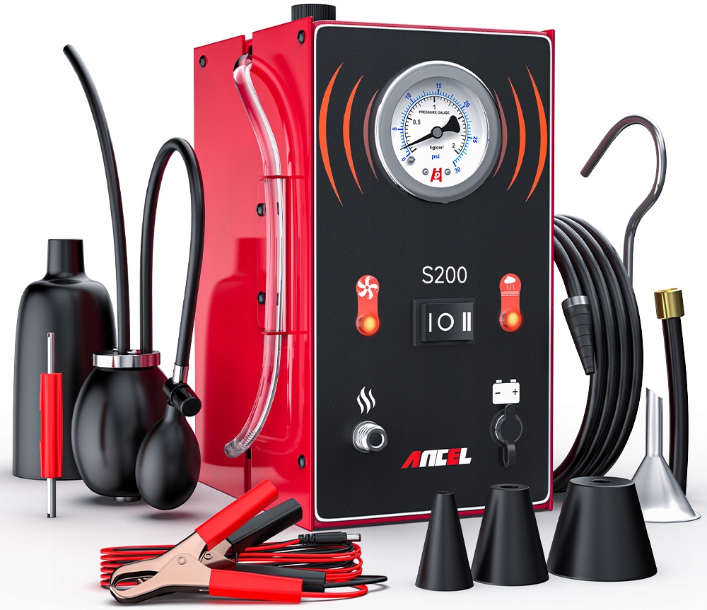 Ancel S200 Tester Szczelności Układu Dolotowego Zadymiarka Generator Dymu Z Pompką I Manometrem
