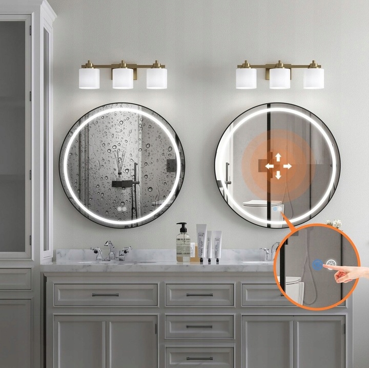 LUSTRO ŁAZIENKOWE OKRĄGŁE WISZĄCE PODŚWIETLANE LED CZARNA BLACK RAMA 60CM Marka Tutumi