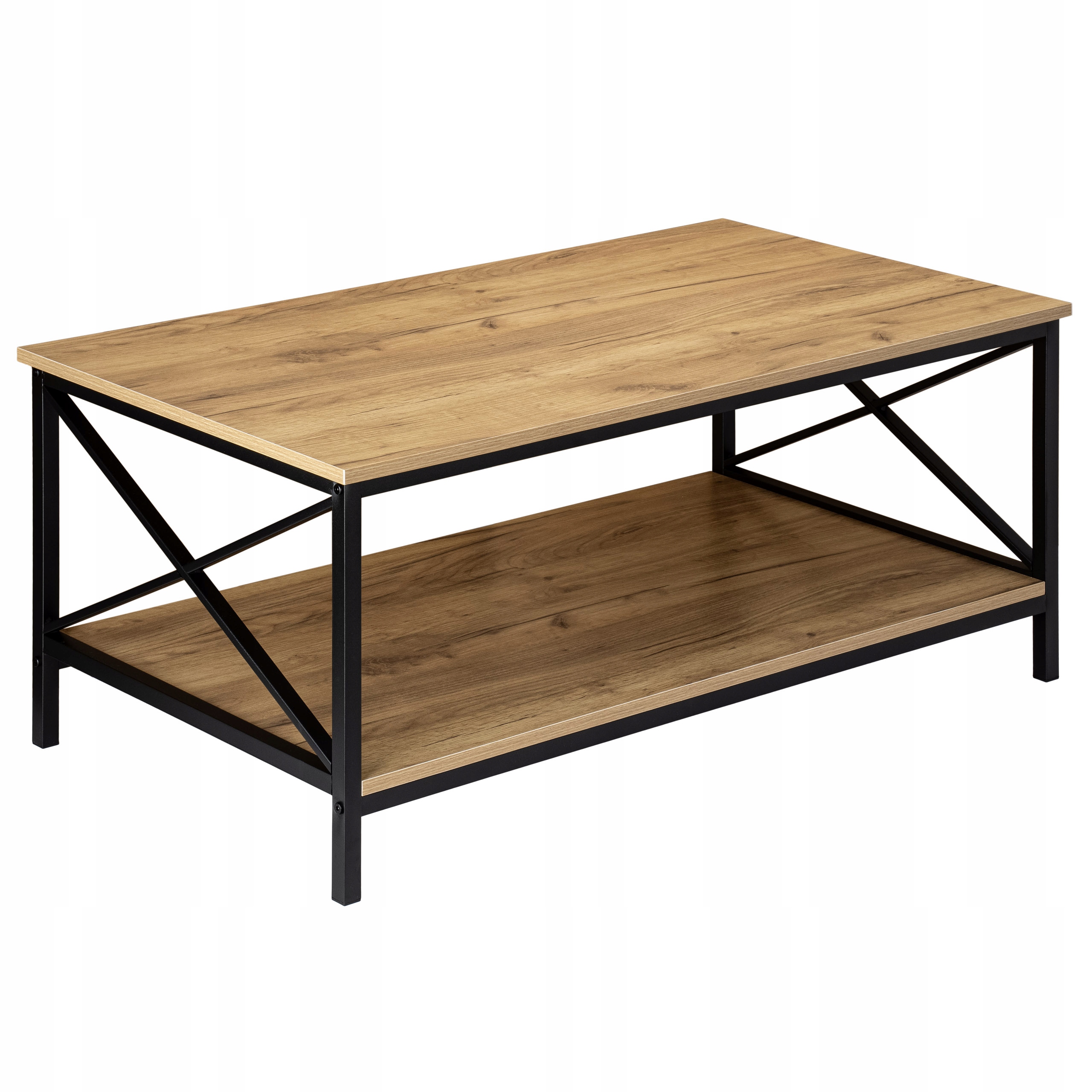 Rustikálna Kávová Lavica Industriálna Konferenčný Stolík Loftová Kovová 100 cm