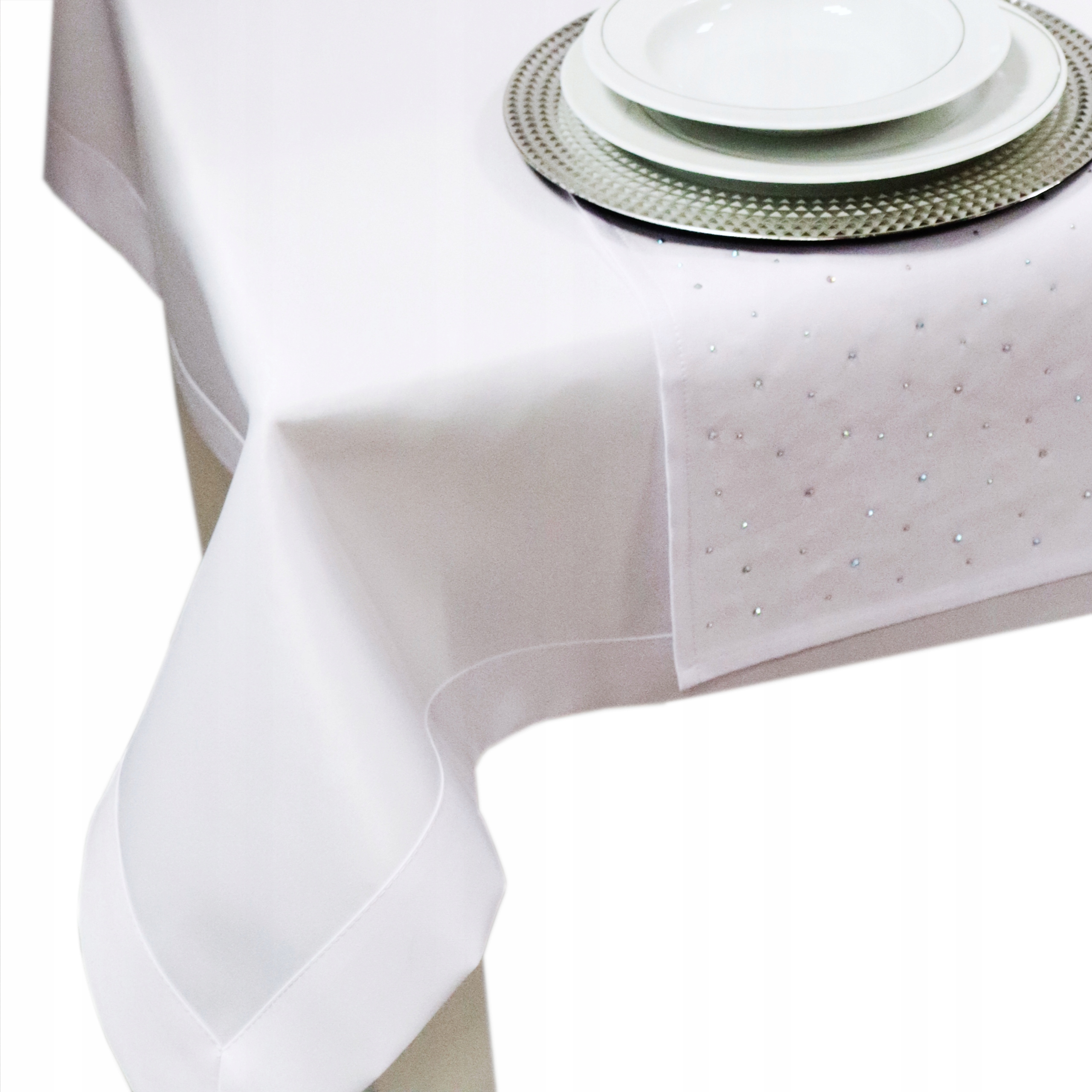 

Obrus na chrzest komunię ślub biały 450x140 Aga