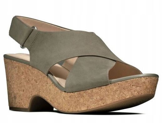Clarks Dámské Khaki Sandály Na Suchý Zip, Velikost 41