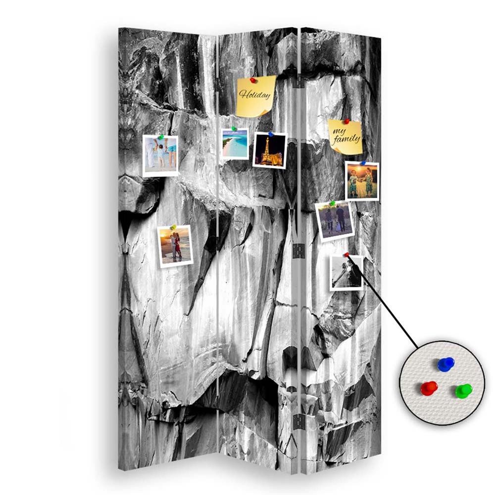 Paraván oboustranný korkový, extravagantní šedá barva 110x170