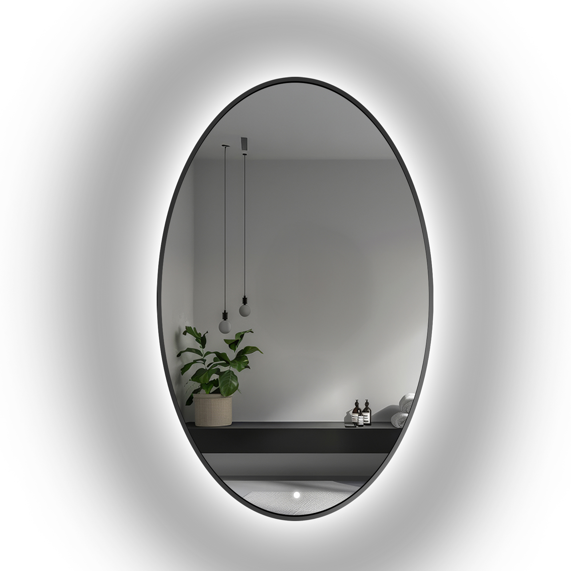Zrcadlo v černém rámu Mdf Slim s Led 90x180