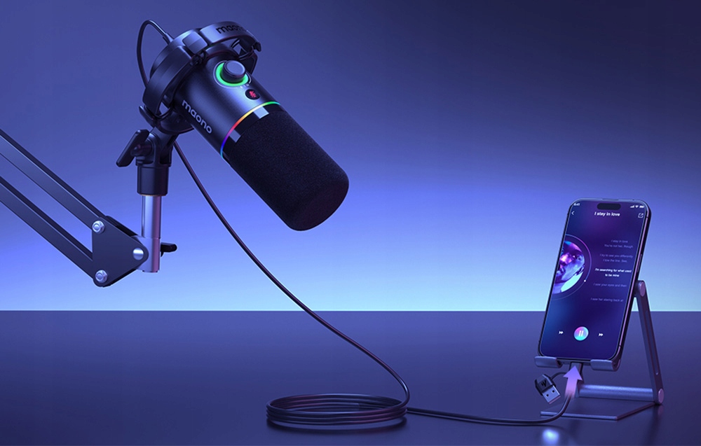 MAONO PD200XS MIKROFON DYNAMICZNY GAMINGOWY CZARNY RGB, USB, KARDIOIDALNY Model PD200XS