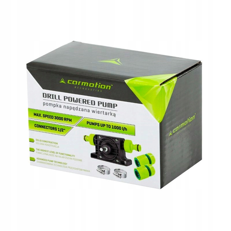 POMPA POMPKA NA WIERTARKĘ DO PALIWA WODY ROPY WINA OLEJU 3/4" ADAPTERY 1/2" Waga produktu z opakowaniem jednostkowym 0.15 kg