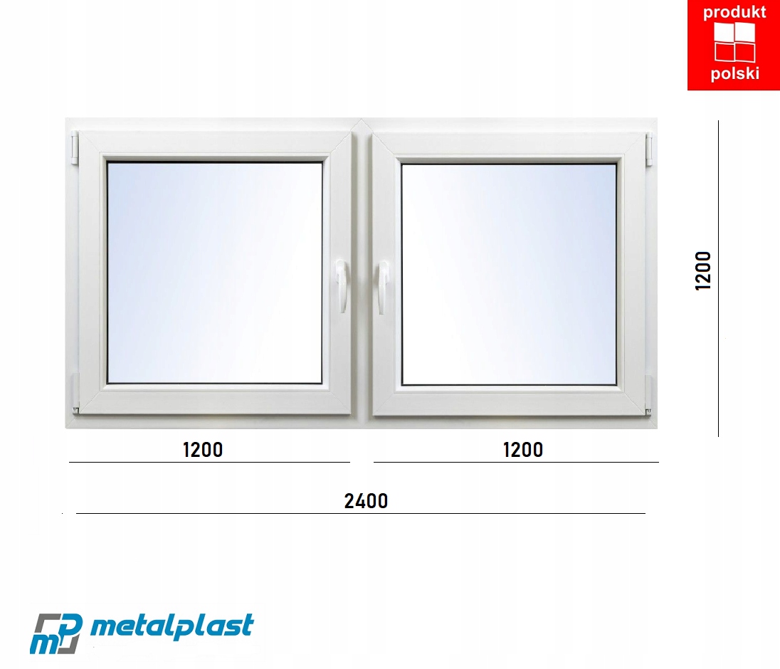 Okno nowe Pcv 2400x1200 białe Ru 2-SKRZYDŁOWE