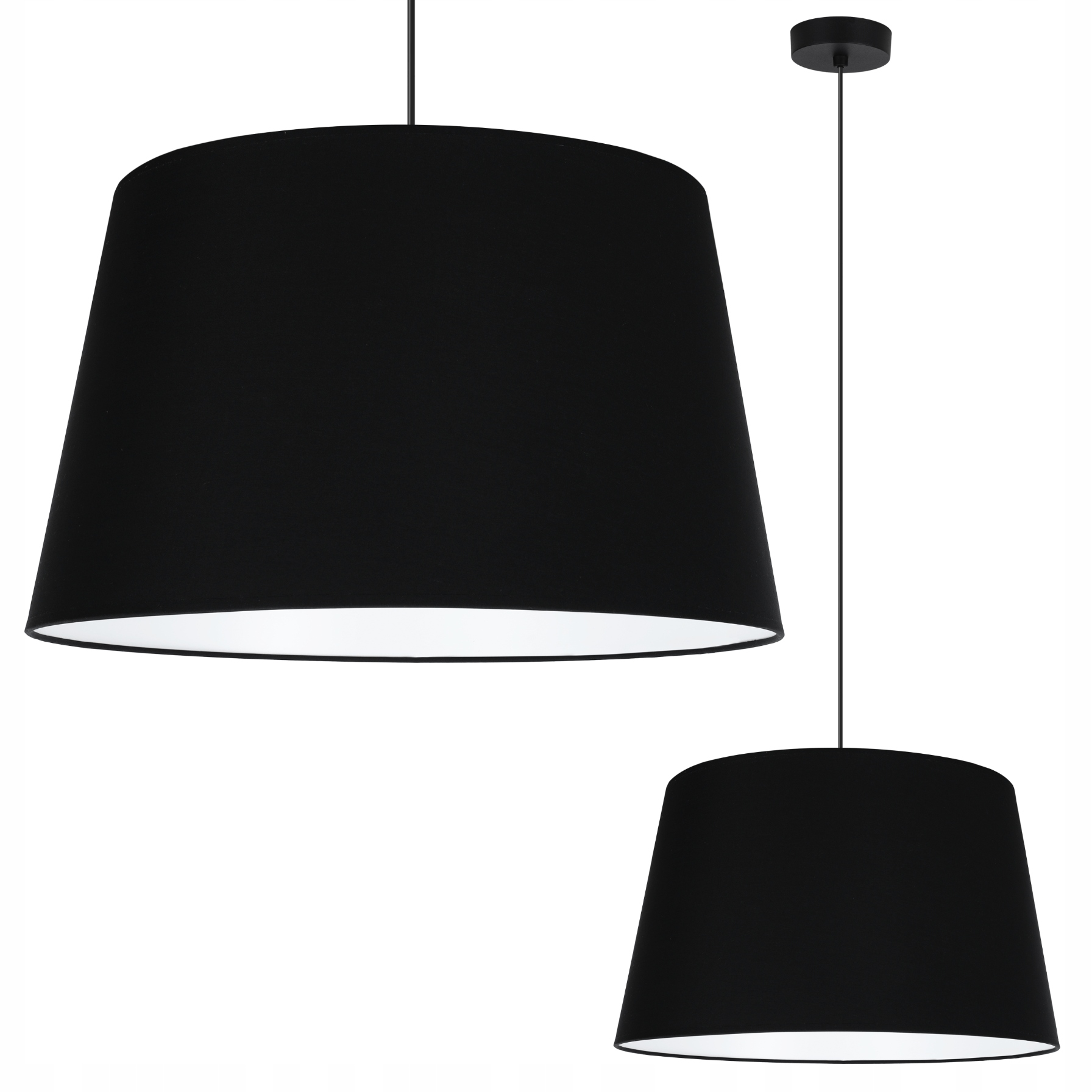 Závěsná Stropní Lustrová Lampa S Velkým Černým Stínidlem Do Ložnice Obývacího Pokoje