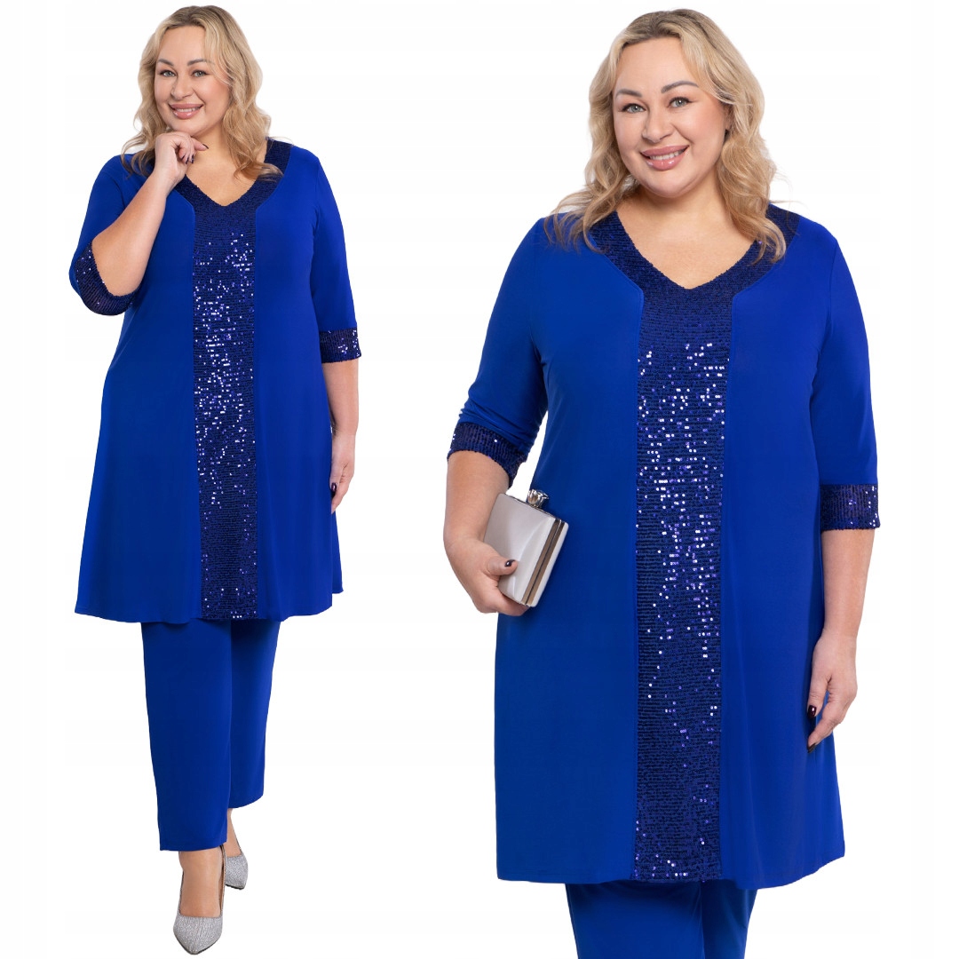 Chabrový komplet v flitry plus size velikost 48