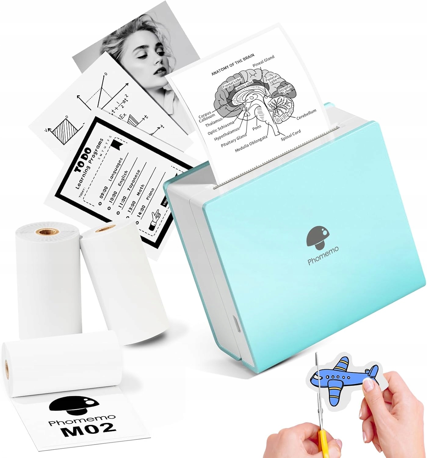 Kapesní Termální Tiskárna Bluetooth, 3 Role Štítků/fotografií, Zelená