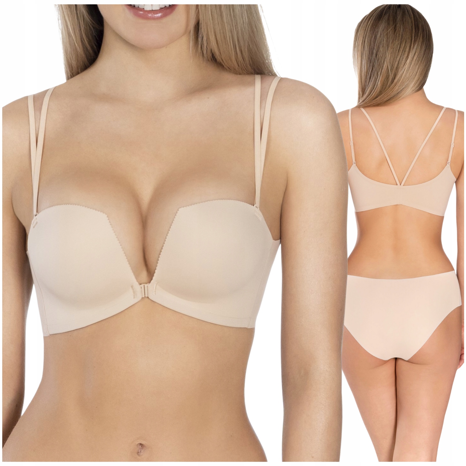 Push-up podprsenka se zapínáním vpředu pod hlubokými výstřihy Lauma Shape 75A