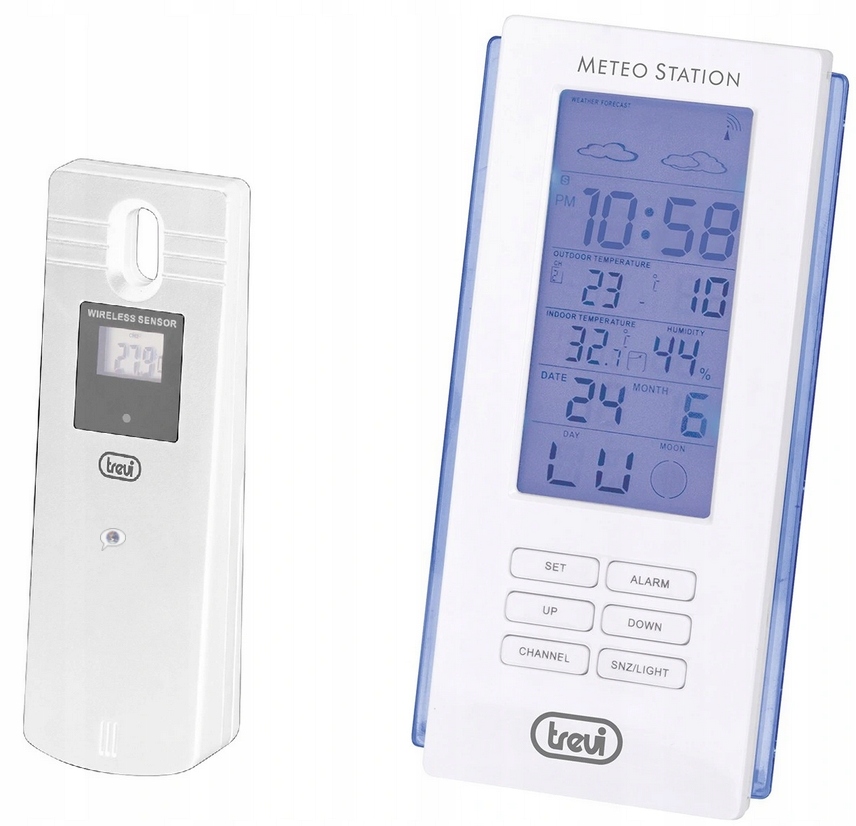 Meteostanice Trevi, Me 3108/WH, hodiny, displej, externí senzor, 3x AAA/2 x