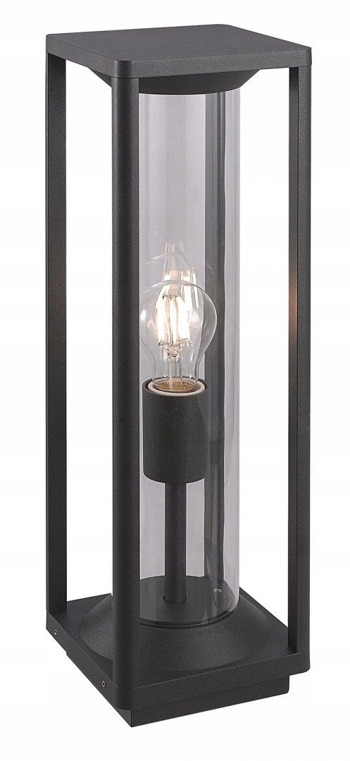 Stojacia záhradná lampa industriálna 50 cm čierna s priehľadným tienidlom Su-ma