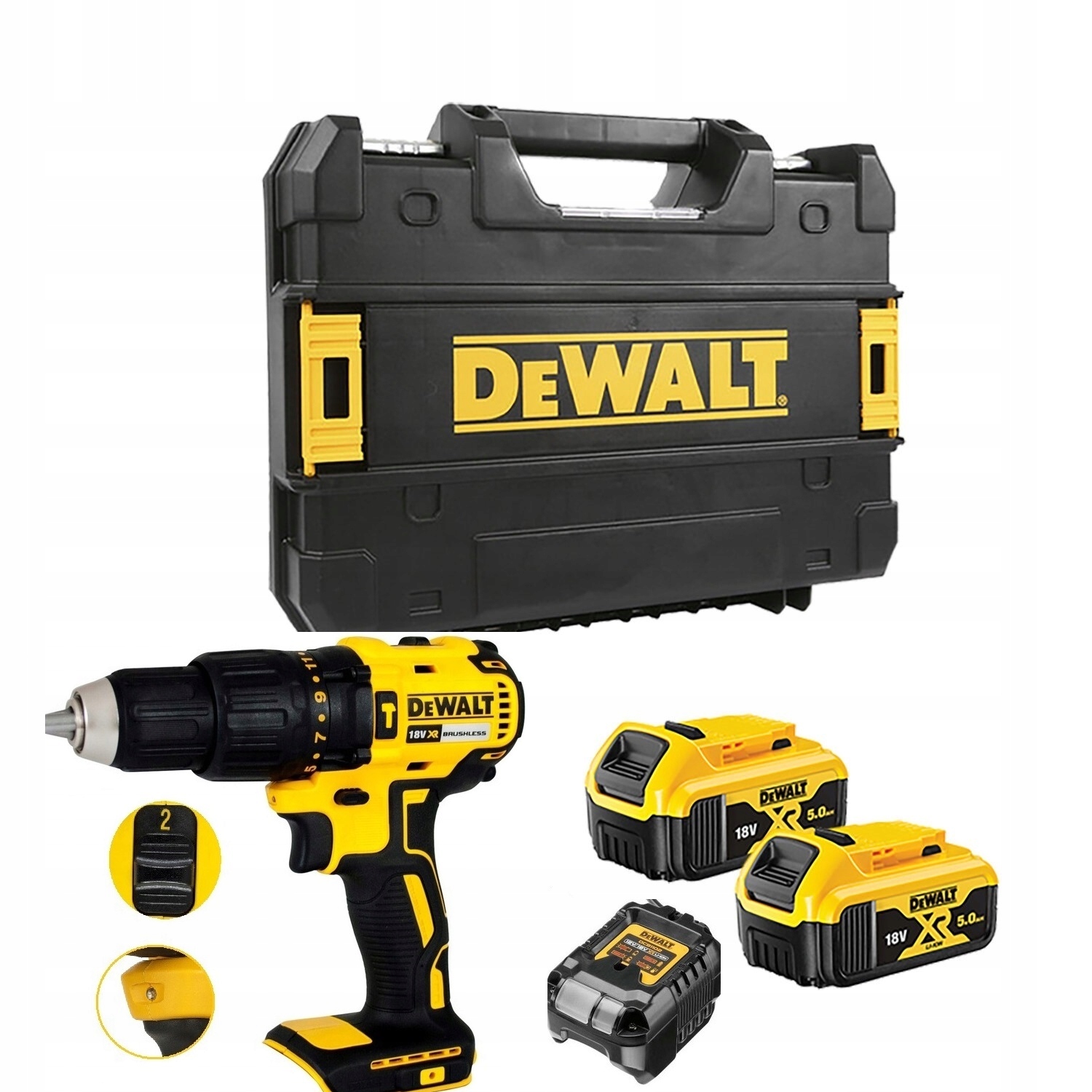 Wiertarkowkrętarka Udar DCD778S2T 2x5AH DEWALT+1102 Ładowarka