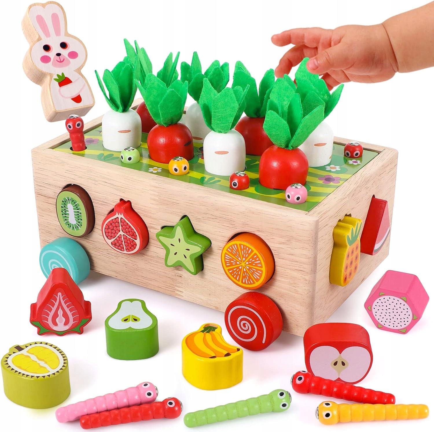 ZABAWKA EDUKACYJNA GRA SORTOWANIE DREWNIANE PUZZLE WARZYWA