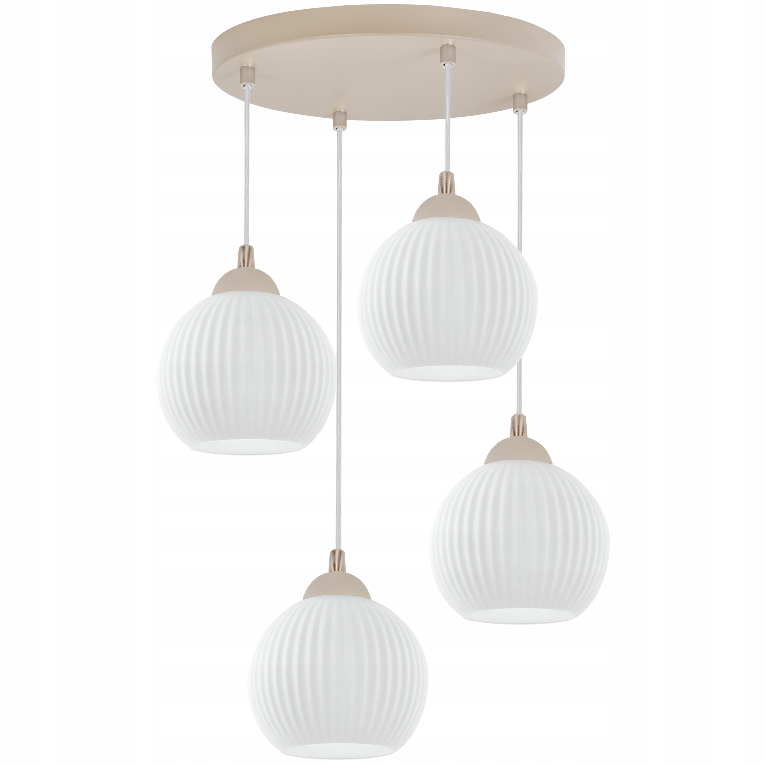 Závěsná Stropní Lampa Lustr Béžová Bílá Ryhované Koule Do Jídelny E27