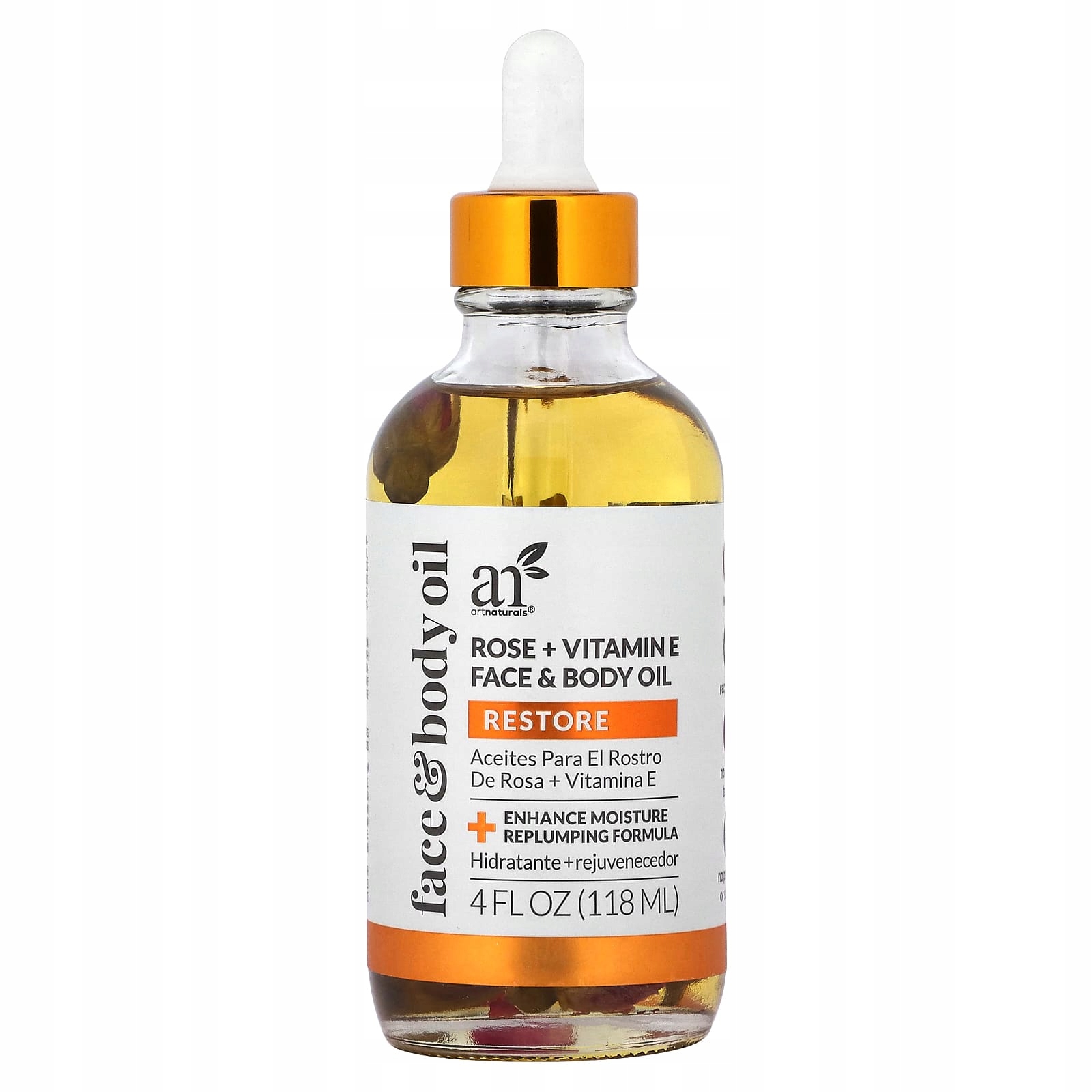 artnaturals, Olej na obličej a tělo, růže vitamín E, 118 ml