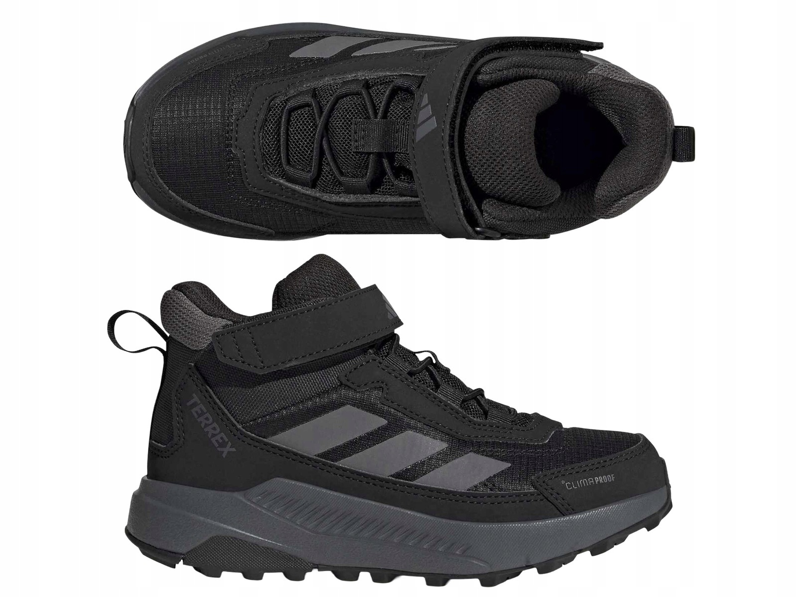 Adidas Terrex Anylander MID KJ2668 Buty Dziecięce Czarne Rzep Trekkingowe
