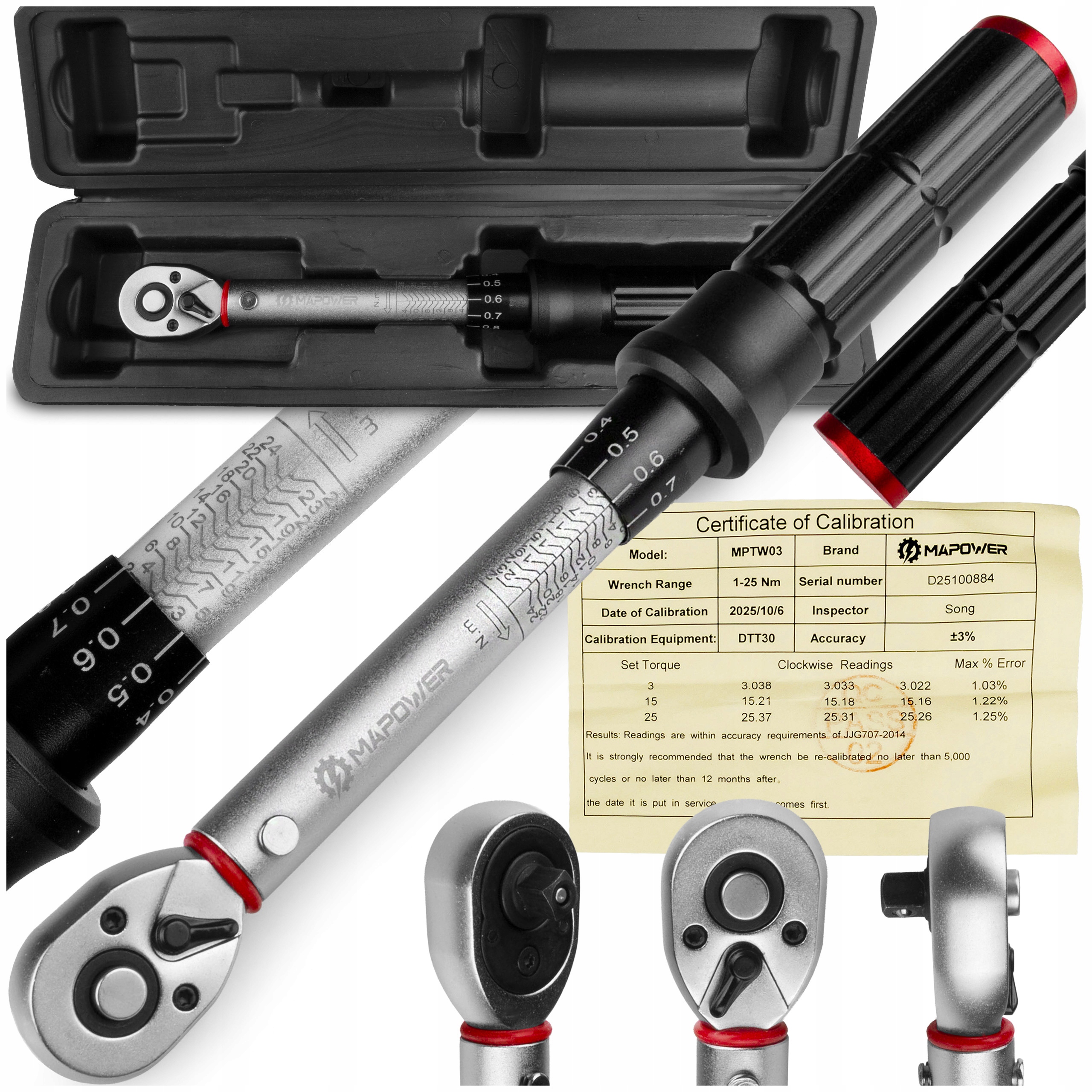 Klucz Dynamometryczny Rowerowy >>dwukierunkowy<< Lewo Prawo 1/4'' 1-25 Nm