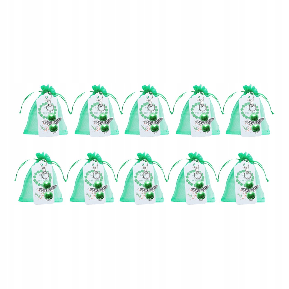 20 ZESTAW ZIELONYCH BRELOCZKÓW ANIOŁKÓW NA DZIEŃ ŚWIĘTEGO PATRYKA