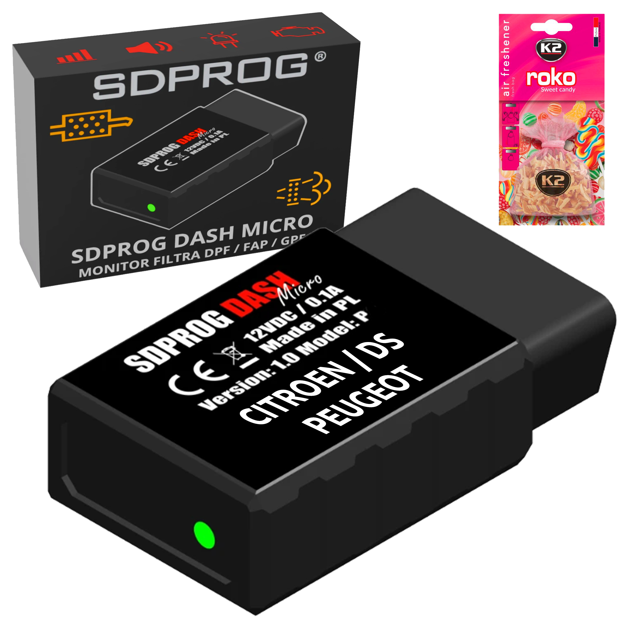 Monitor Filtra Dpf Wskaźnik Sdprog Dash Micro P OBD2 do Citroen Ds Peugeot