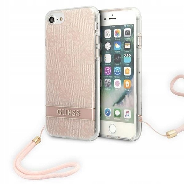 Etui Guess 4G Print Strap na iPhone Se 2022 Se 2020 7 8 różowe