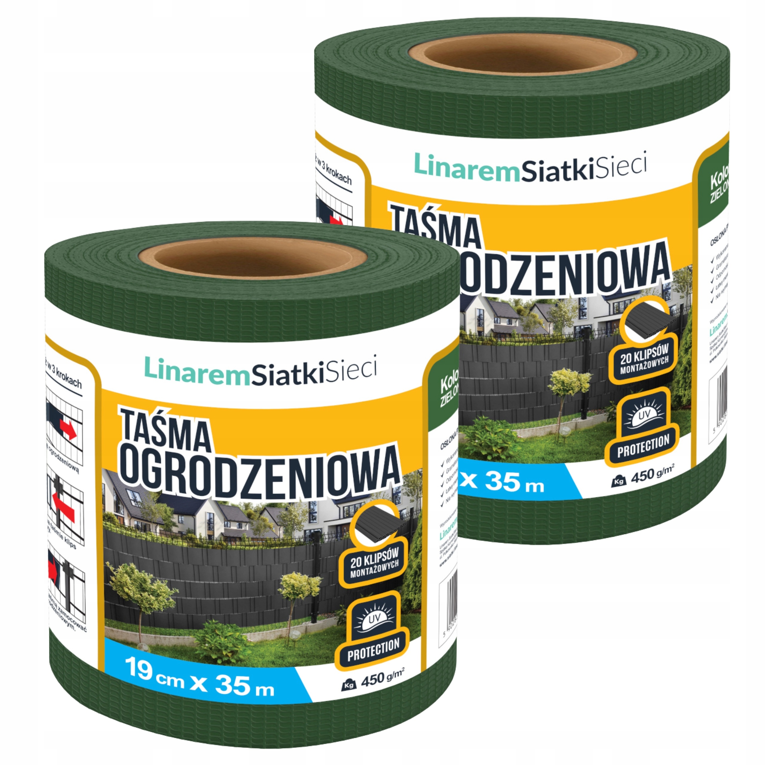 Stínící Panelové Pásy Zelená 19 cm x 35 m Kryt Na Oplocení Uv Sada 2 ks