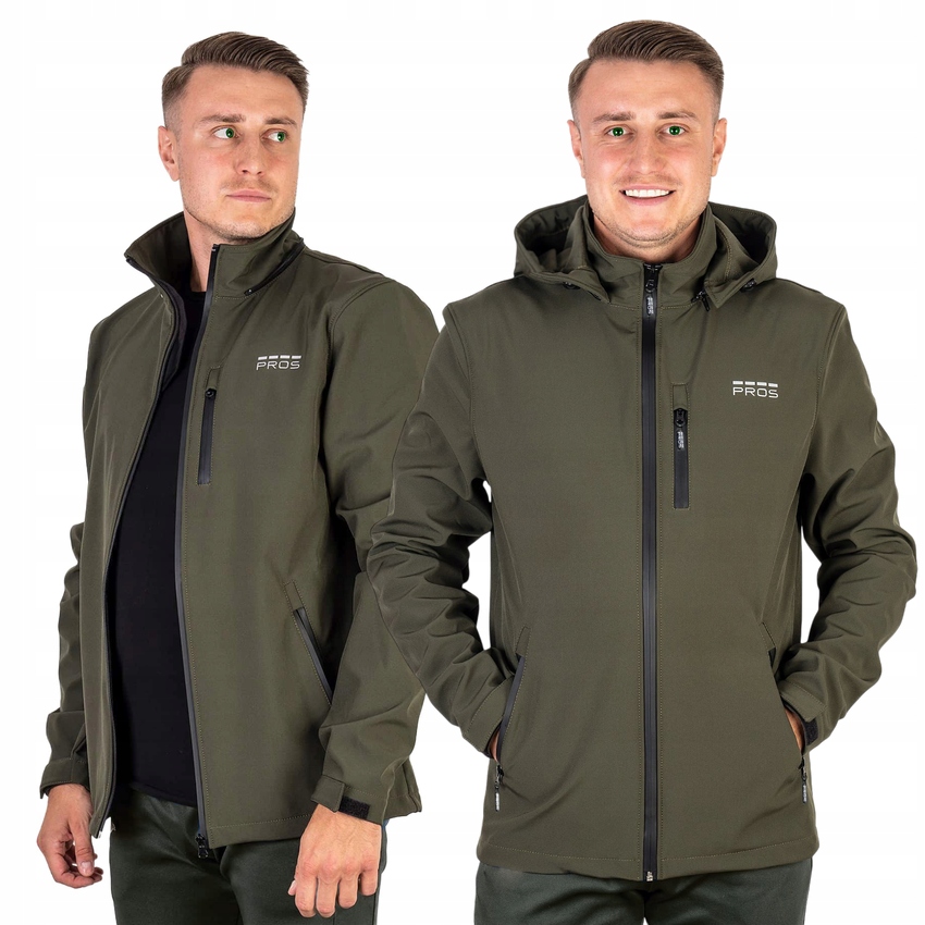 Kurtka Softshell Męska Z Kapturem Softgrit Pros Sport Zielona L/54