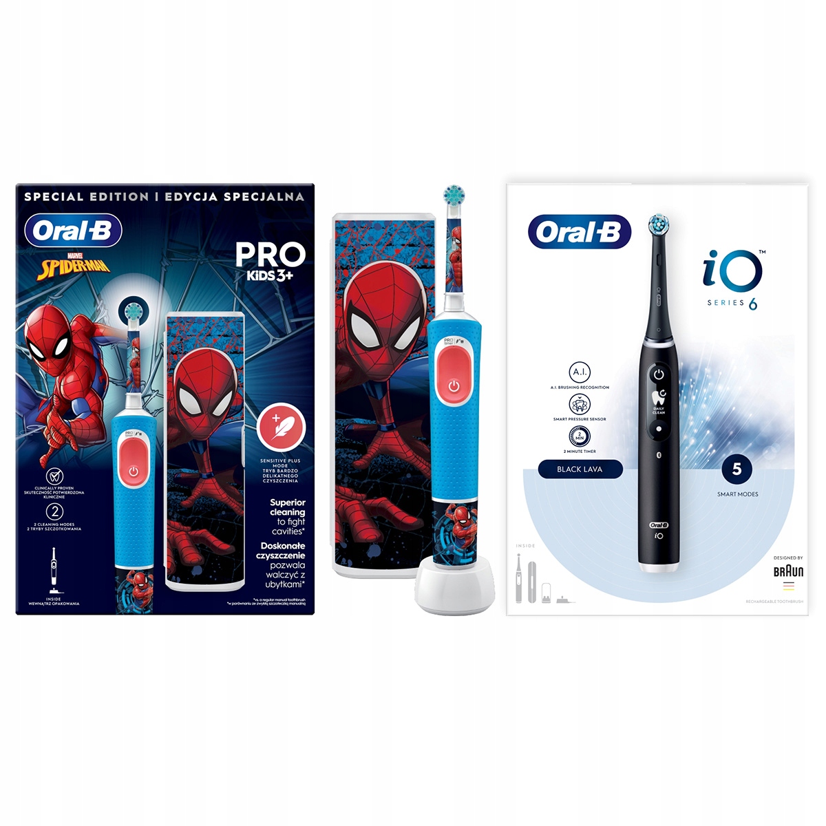 Zestaw: Szczoteczka elektryczna Oral-B iO 6n dziecięca Pro Kids Spiderman