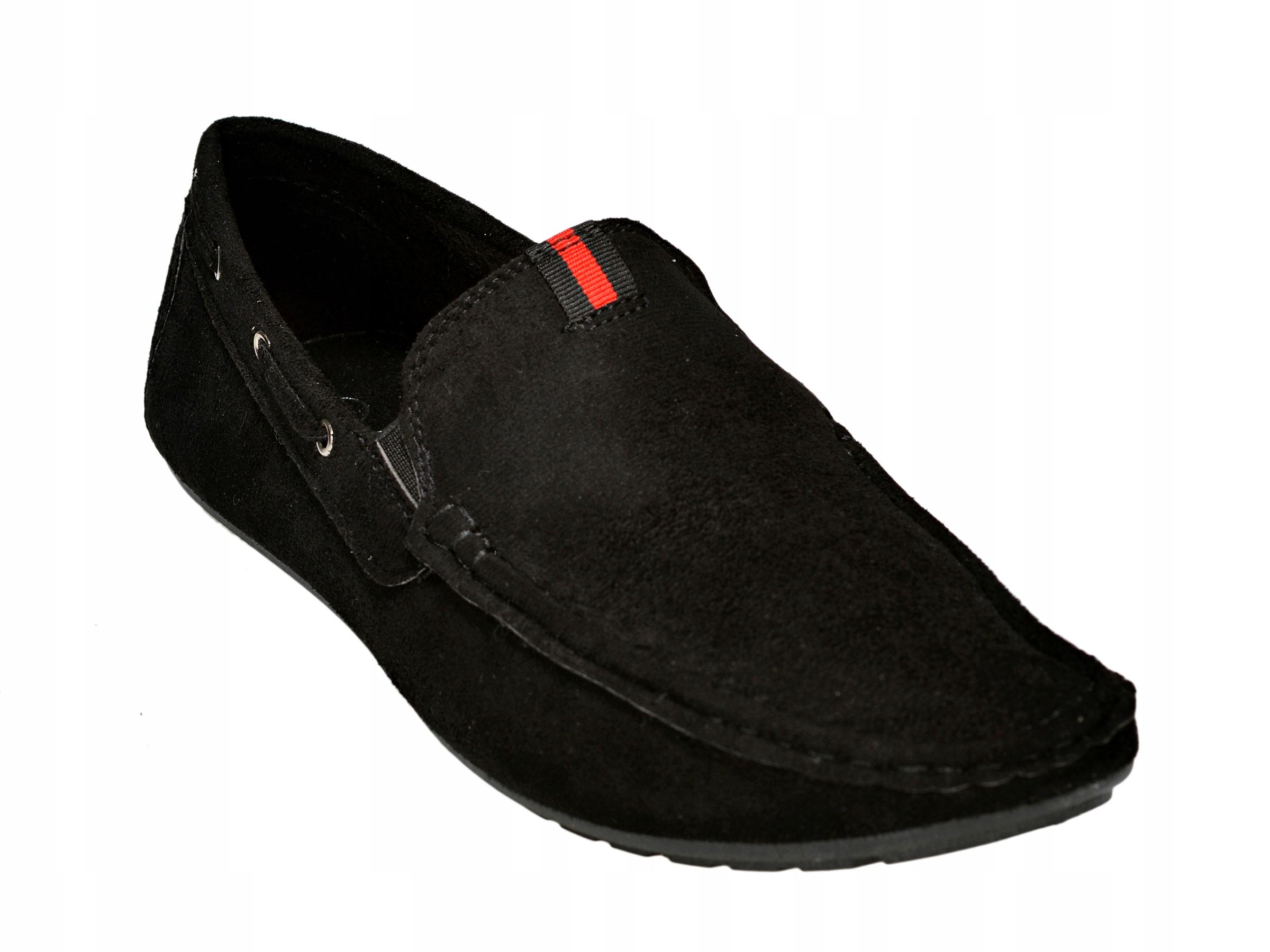 CZARNE MOKASYNY MĘSKIE EKO ZAMSZOWE PÓŁBUTY Rozmiar 44