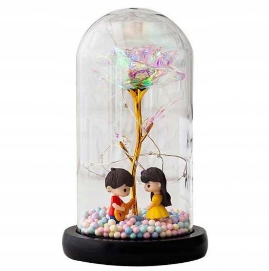 WIECZNA RÓŻA W SZKLE ŚWIATEŁKA LED flower box rose Marka Norimpex