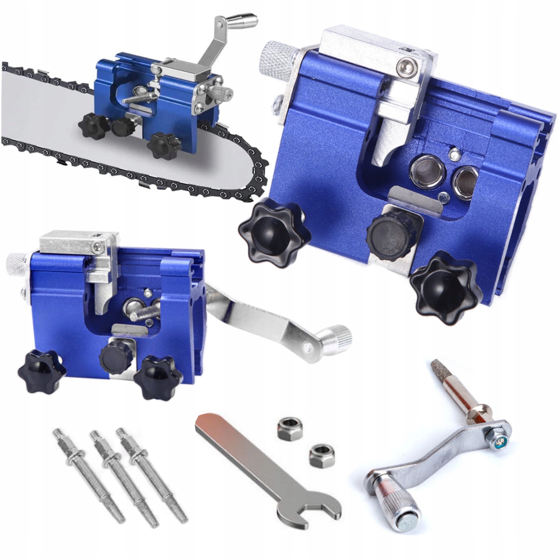 Ruční brousek na řetěz motorové pily, 3 nastavitelné brousky