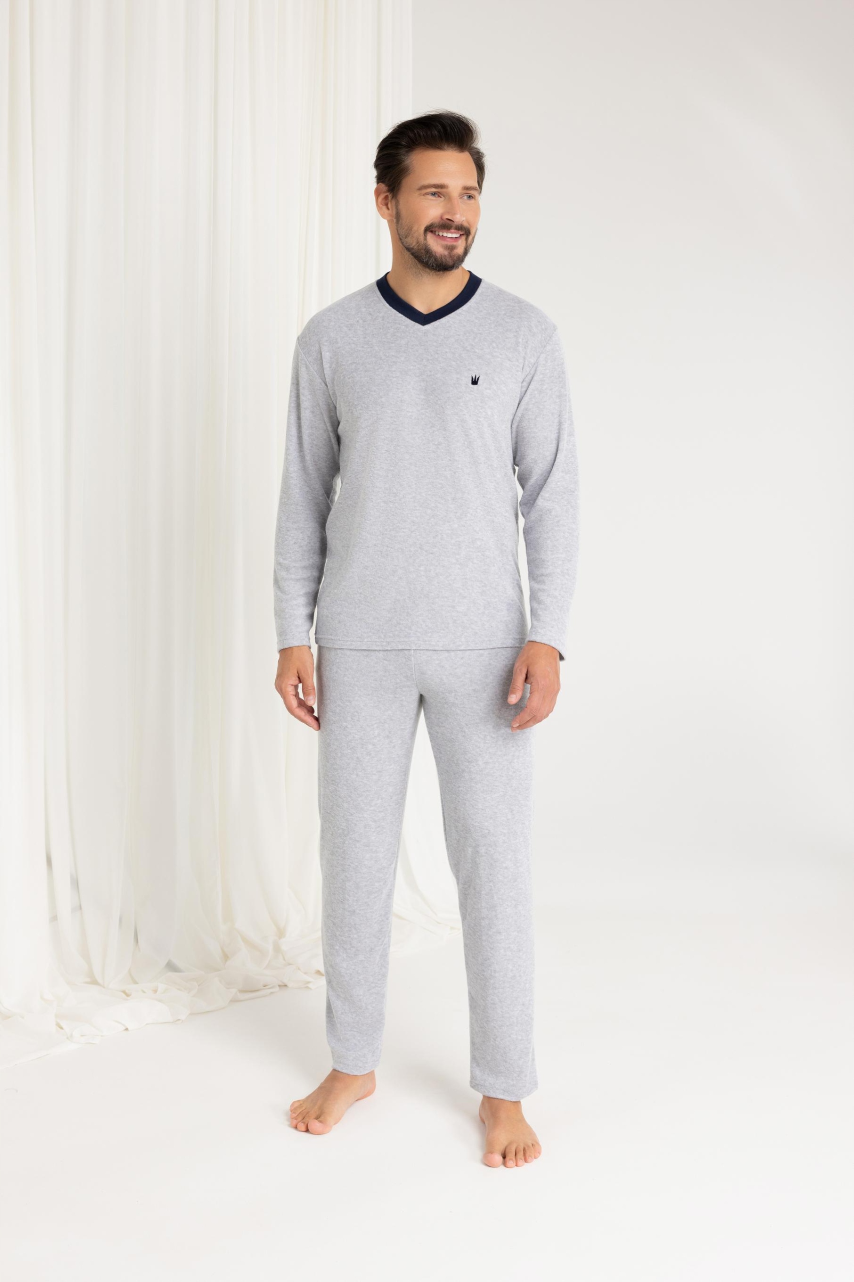 Teplé pánské pyžamo Regina 489 M šedé