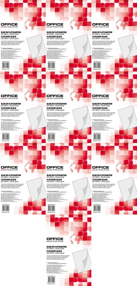 Blok do flipchartów 20 kartek 65x100cm w kratkę Office Products gładki x 10