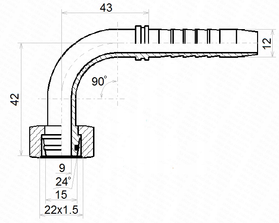 DKOL-90 ZAKUCIE DN12 1-2SN M22x1.5 x10 HYDROLIDER Producent części Hydrolider