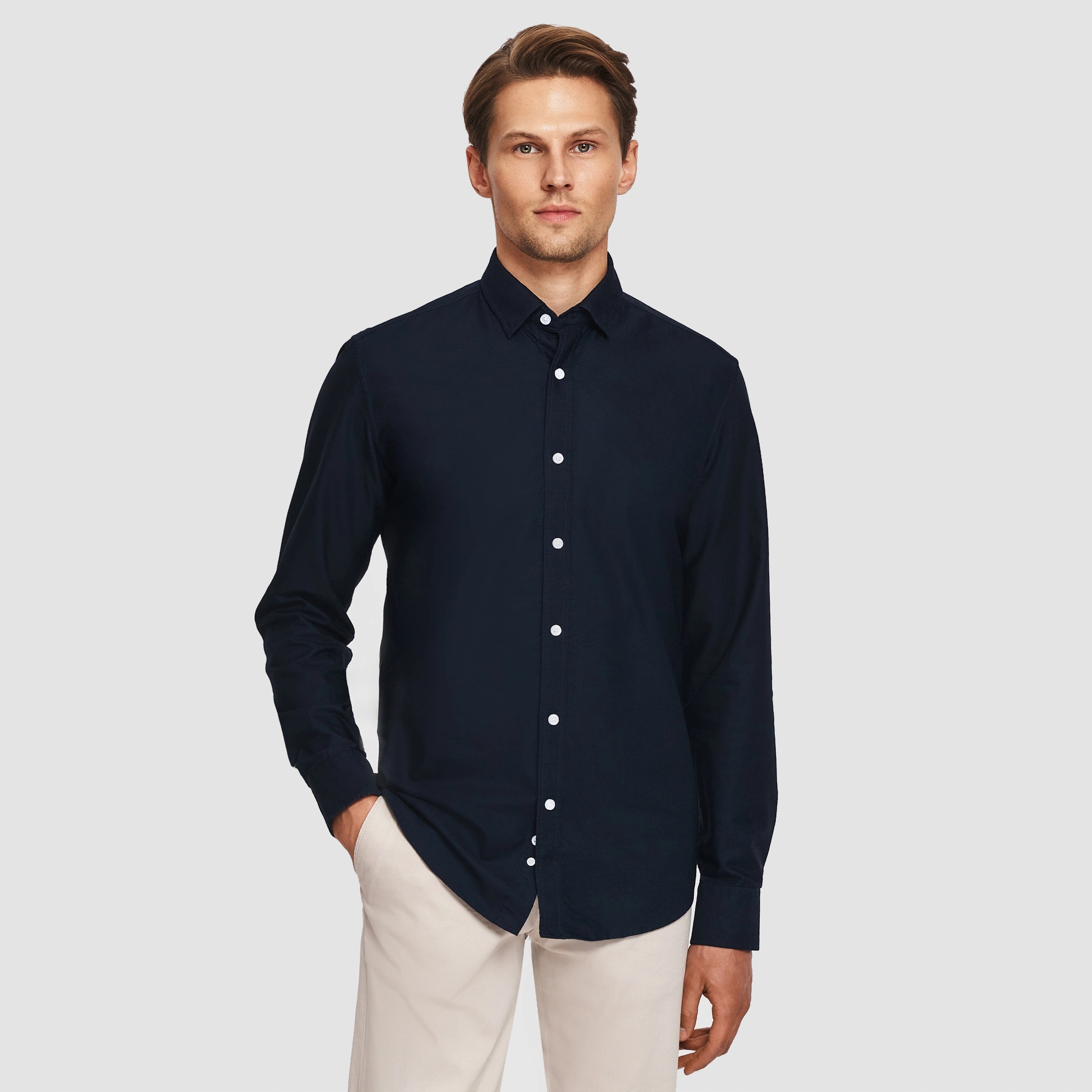 Tmavě modrá pánská košile s dlouhým rukávem Slim Fit Pako Lorente vel XL